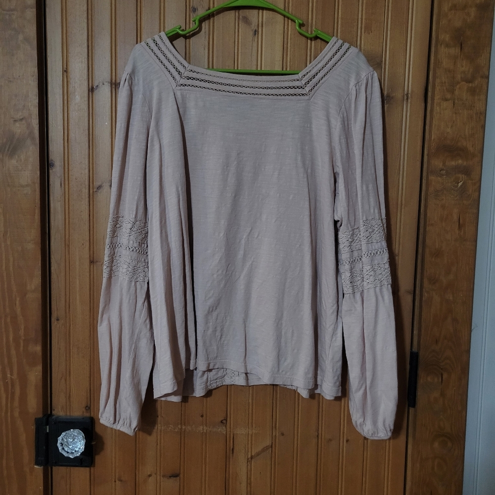 Dusty pink XL square neck peasant blouse - Picture 4 of 4